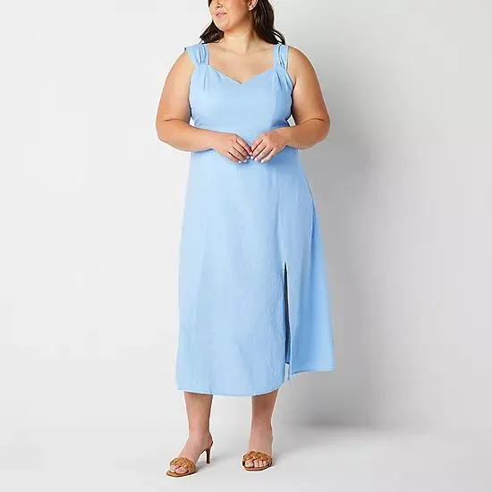 Ryegrass Sleeveless Floral A-Line Dress Plus