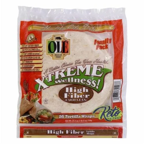 Ole Mexican Ole Xtreme Wellness High Fiber Low Carb Tortilla Wraps, Twin Pack (16 Count)