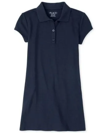 Vestido recto de polo de uniforme para niñas - tidal