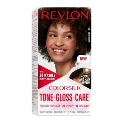 Revlon ColorSilk Tone + Gloss + Care Demi Permanent Hair Color - 4 Dark Brown