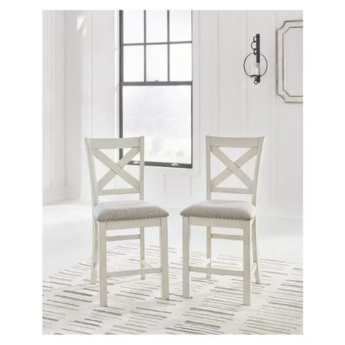 Robbinsdale Upholstered Dining Barstool Set - Antique White