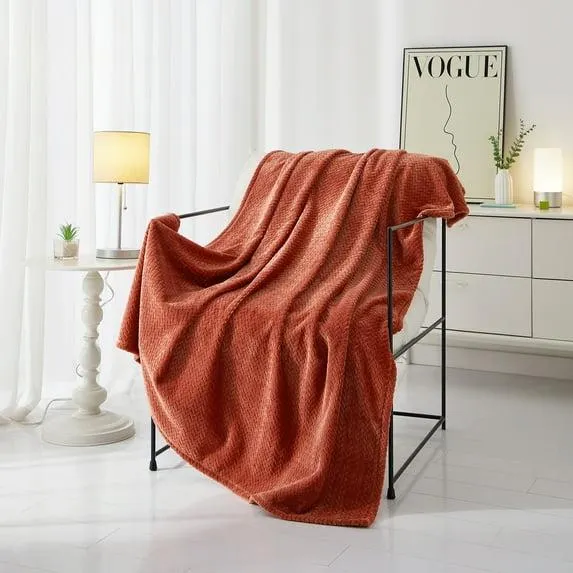 Mainstays Cozy Textured Plush Throw Blanket, Copper, 50"x60" All Ages