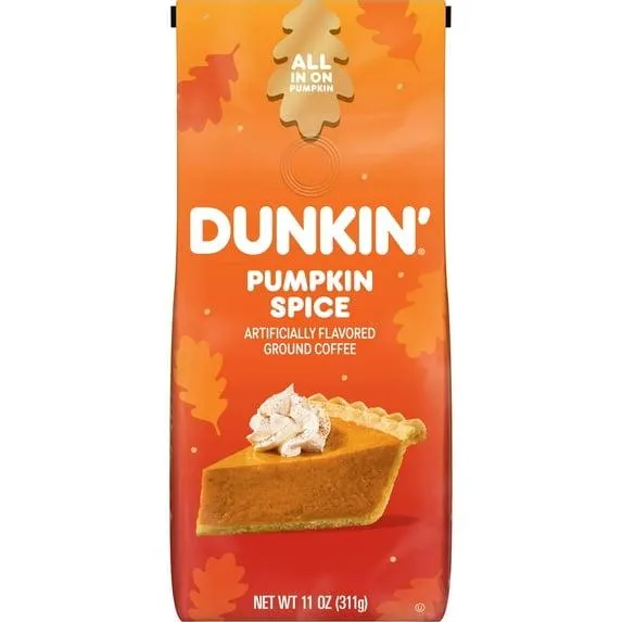 Dunkin’ Pumpkin Spice Artificially Flavored Ground Coffee, 11 oz Bag