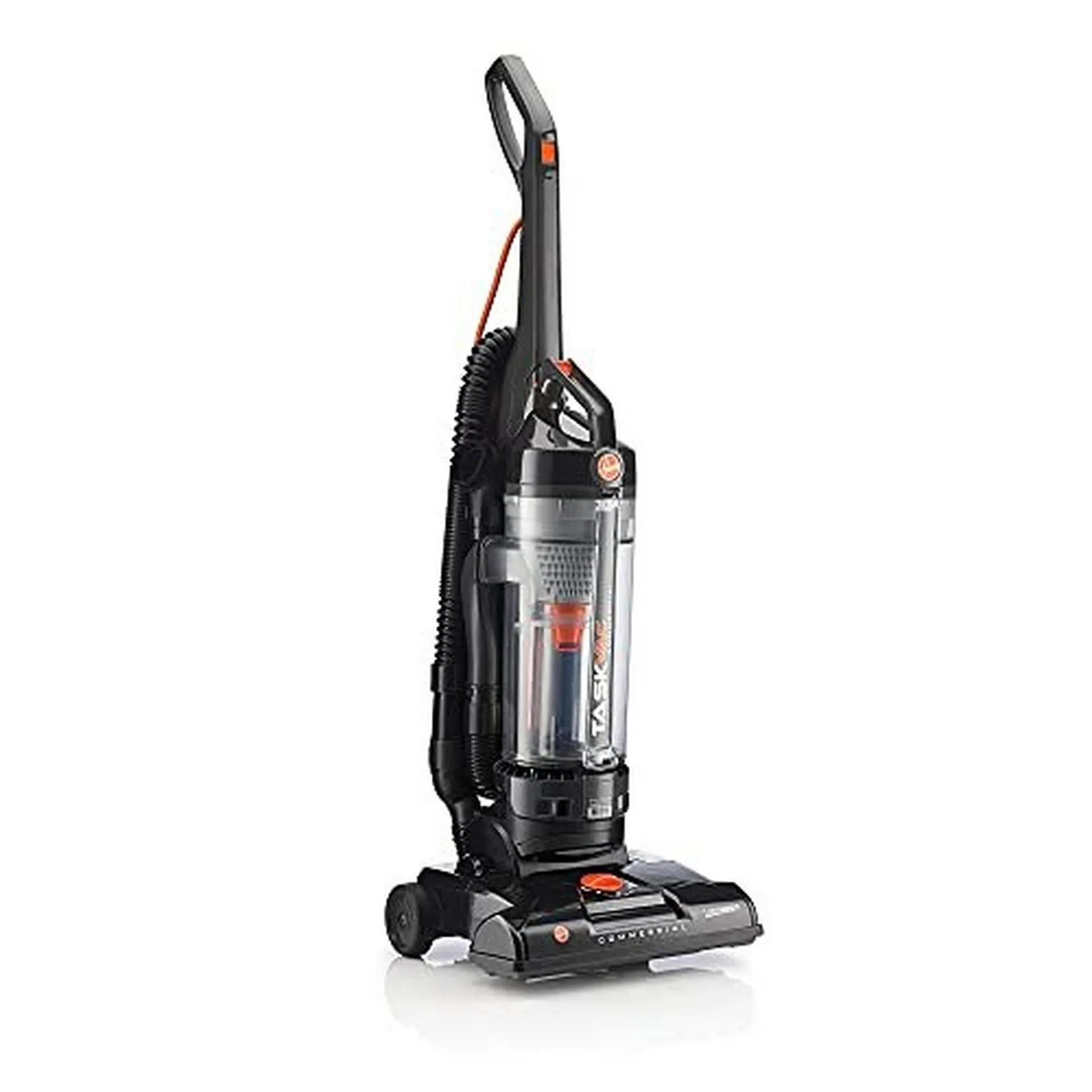 Aspiradora vertical inalámbrica sin bolsa Hoover Commercial TaskVac, protector de muebles liviano, filtrado HEPA profesional de larga duración, 15 libras, cable largo de 35 pies, CH53010, negro