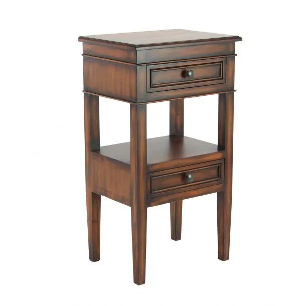 Traditional 29" Wood Accent Table with 2 Drawers and One Shelf by Marisol + Daisy - Brown