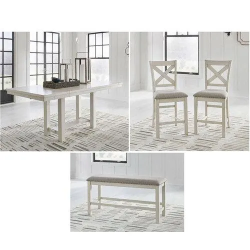 Robbinsdale Counter Height Dining Extension Table, Two Barstools & Bench