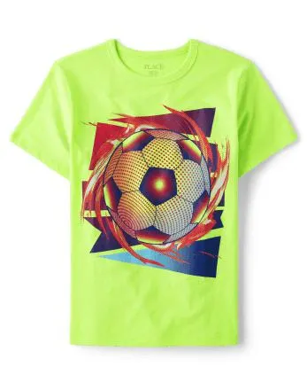 Boys Soccer Ball Graphic Tee - s/d shcknggrn n