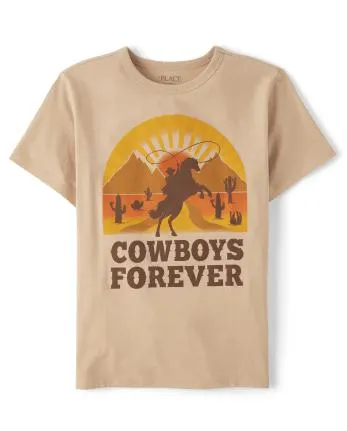 Boys Cowboys Forever Graphic Tee - toast