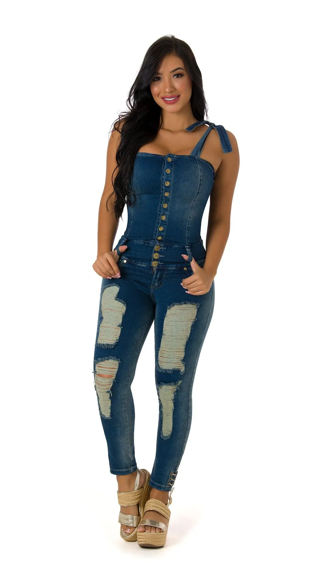 Jacey Enterizo Skinny Levanta Cola Tiro Alto 71001DET-B