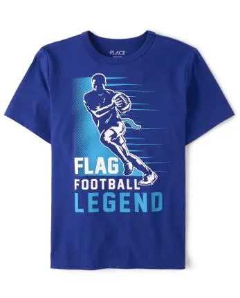 Camiseta con gráfico de fútbol americano y bandera para niños - navy narrows