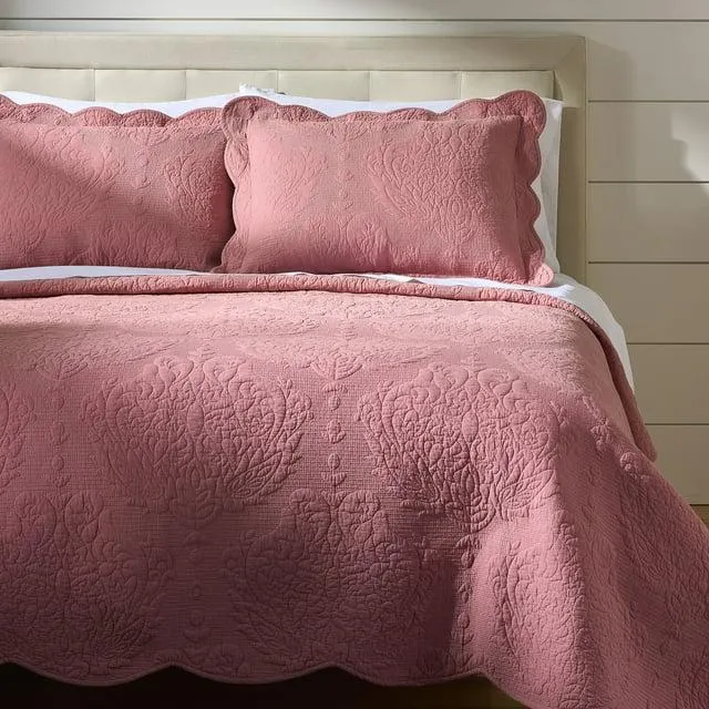 Better Homes & Gardens Paisley Medallion Cotton Quilt, Full-Queen, Rose, All Ages Groups
