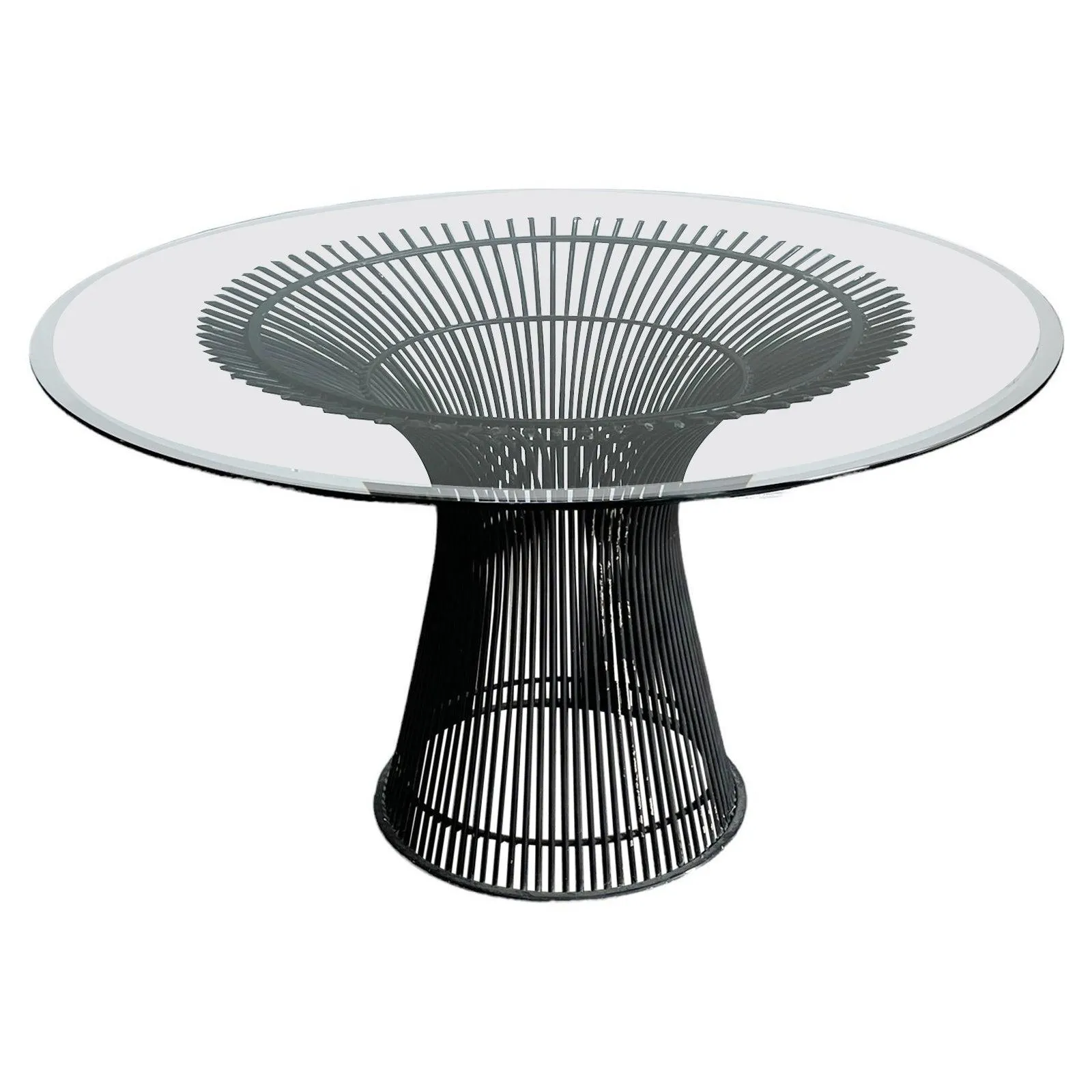Mesa de comedor de acero y cristal Warren Platner para Knoll