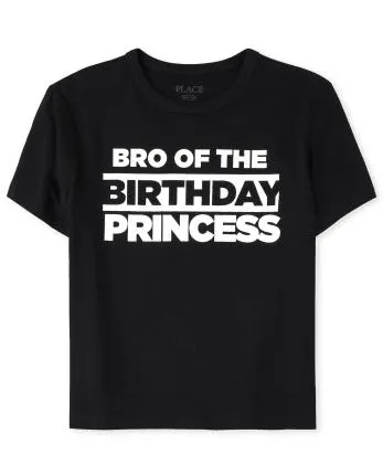 Camiseta gráfica de cumpleaños familiar a juego para niños - black