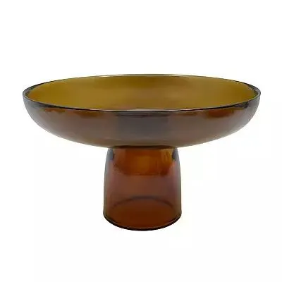 Tinted Glass Pedestal Bowl Table Decor