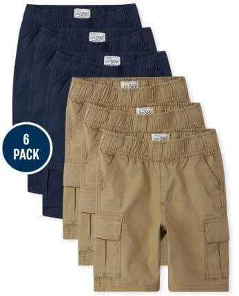 Boys Husky Pull On Cargo Shorts 6-Pack - multi clr