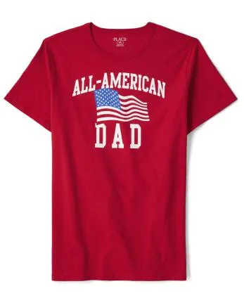 Camiseta con estampado familiar All-American Dad a juego para hombre - ruby