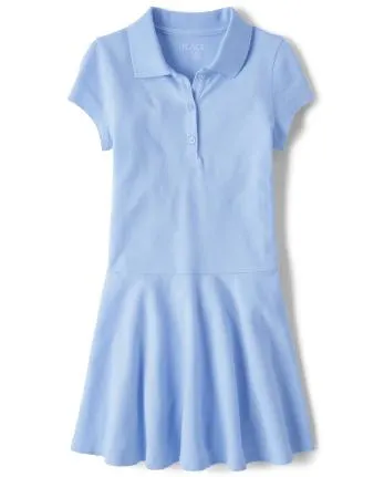 Vestido tipo polo de piqué de uniforme para niñas - daybreak