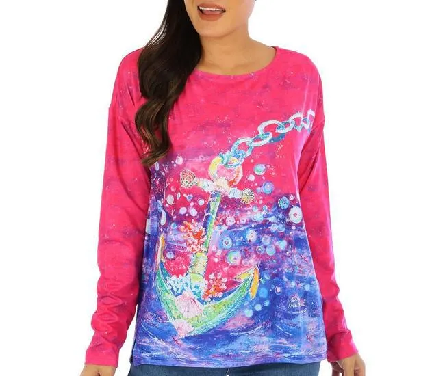 Womens S.O.S. Anchor Print Long Sleeve Top
