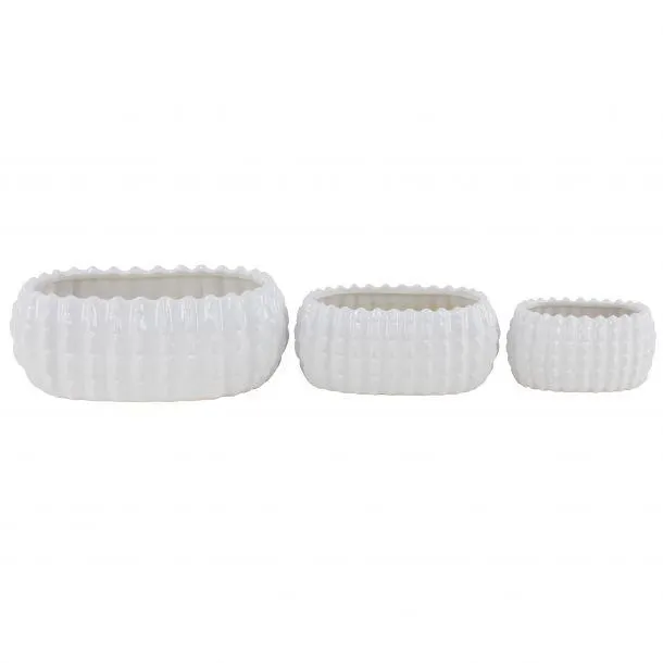 Marisol + Daisy Traditional Indoor Outdoor Ceramic Planter (Set of 3) - White