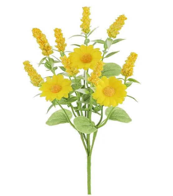 11.5" Spring Yellow Daisy & Heather Pick by Bloom Room