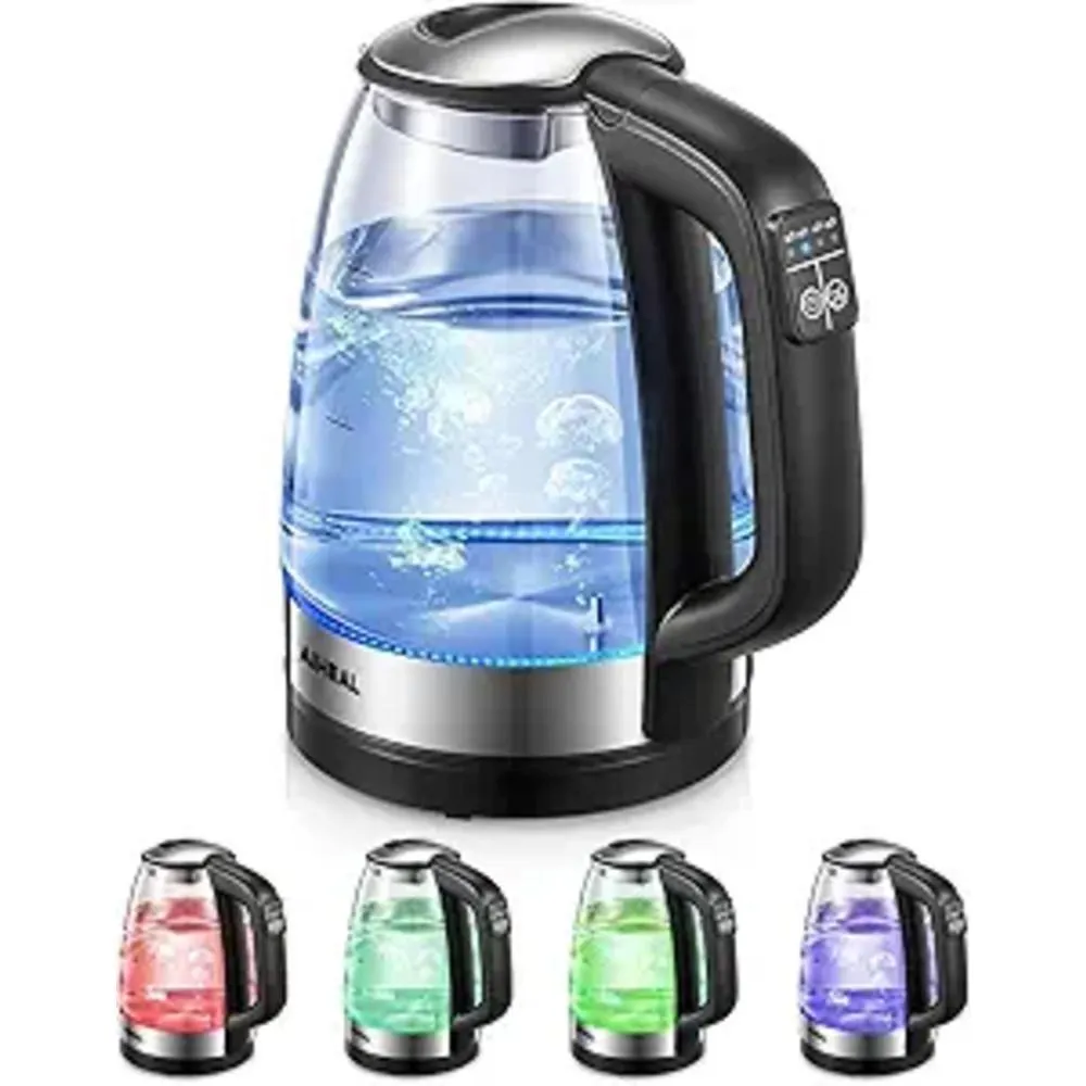 thinkstar Electric Kettle, Glass Kettle Temperature Control With 5 Colors Led Lights Variable, Keep Warm, Fast Boiling Electric Kettle