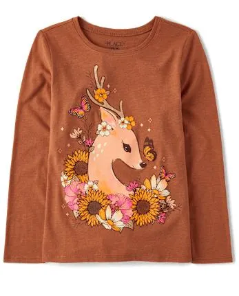 Girls Deer Graphic Tee - s/d copperpenny