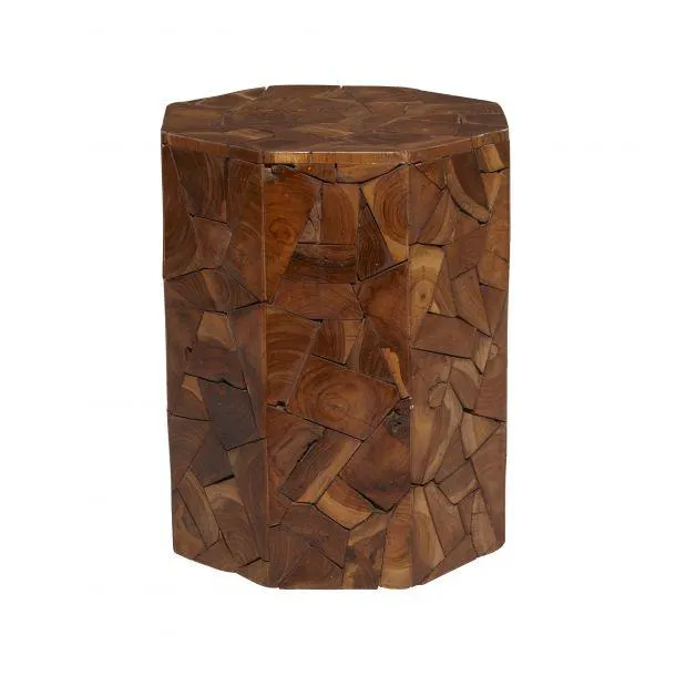 Brown Teak Wood Contemporary Accent Table, 13" x 17"