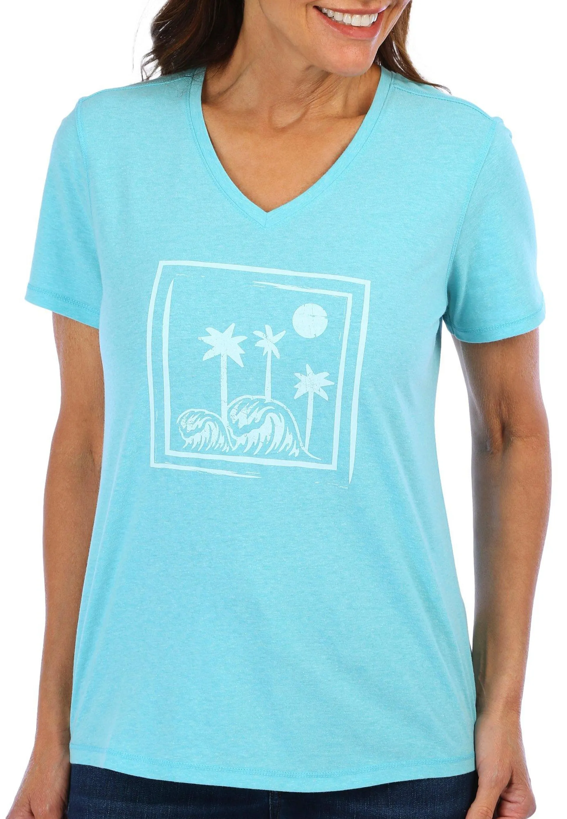 Reel Legends Womens Palm Moonlight Short Sleeve Tee