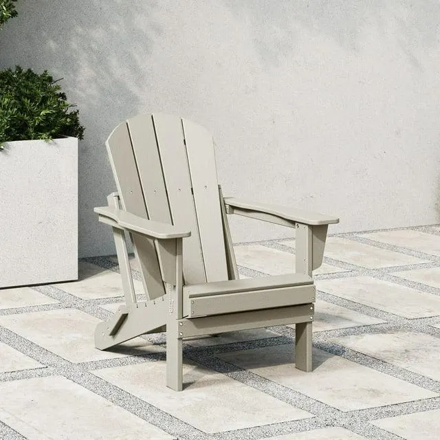 WestinTrends Outdoor Folding HDPE Adirondack Chair, Patio Seat, Weather Resistant, Sand Color