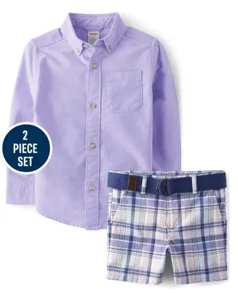 Boys Plaid Bunny 2-Piece Outfit Set - Lovely Lavender - multi clr