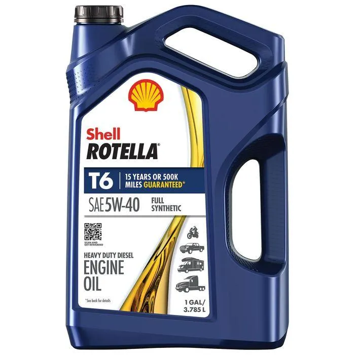 Shell ROTELLA T6 Diesel Full Synthetic Engine Oil 5W-40 1 Gallon
