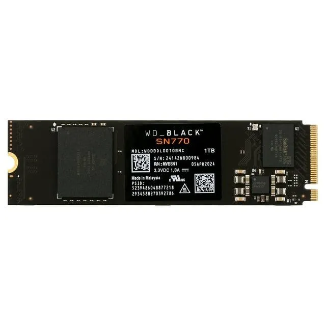 WD Black 1TB SN770 NVMe Internal Gaming SSD Solid State Drive - Gen4 PCIe, M.2 2280, up to 5,150 MB/s - WDBBDL0010BNC- WRWM