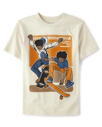 Boys Skateboard Graphic Tee - hay stack