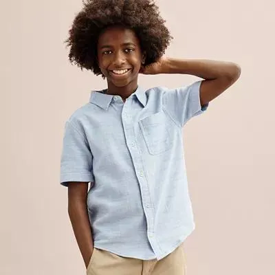 Boys 8-20 Sonoma Goods For Life® Short Sleeve Button Front Shirt in Regular & Husky