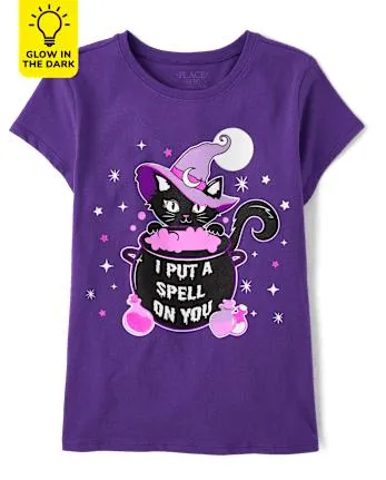 Girls Glow Put A Spell On You Graphic Tee - sharp purple