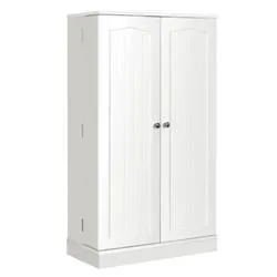 Total Tactic KC53383WH 2 Door Kitchen Storage Cabinet Pantry Cabinet with 6 Adjustable Shelves, White