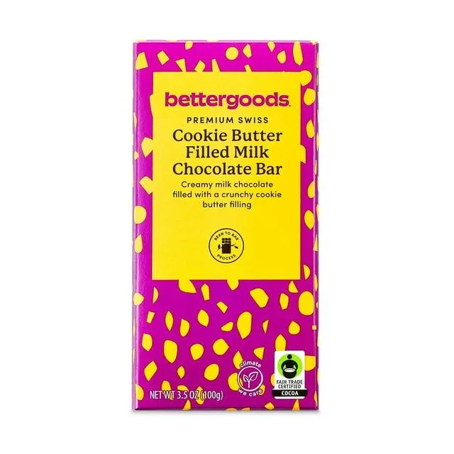 bettergoods Premium Swiss Cookie Butter Filled Milk Chocolate Bar, 3.5 oz