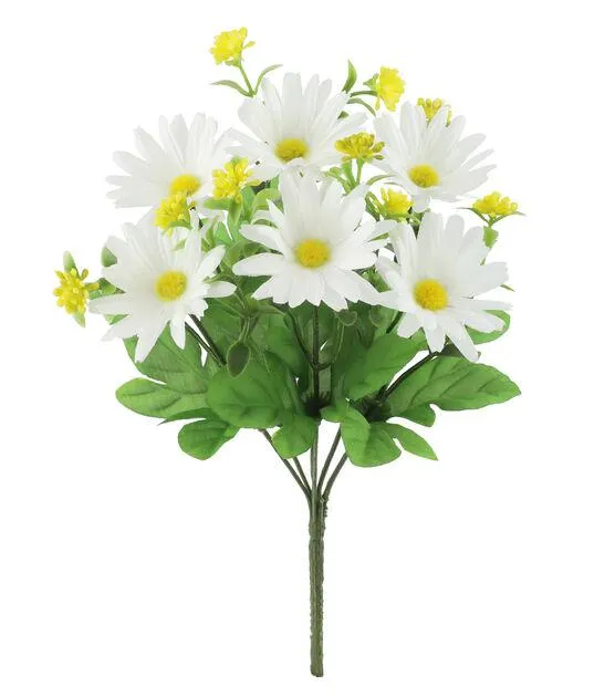 12" Spring White & Yellow Daisy Bush by Bloom Room