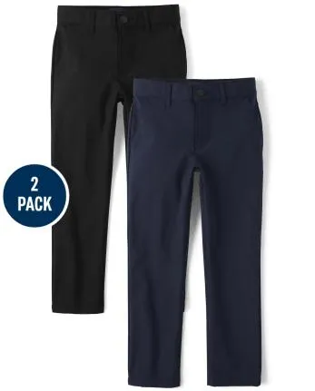 Boys Uniform Quick Dry Skinny Chino Pants 2-Pack - multi clr