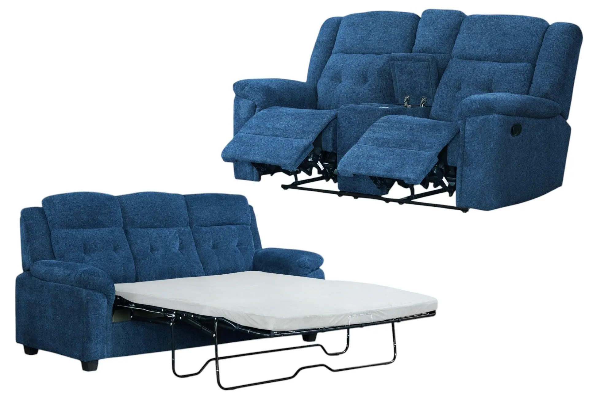 Rey 2 Piece Set Loveseat Recliner and Sofa with Hide a bed by Best Home