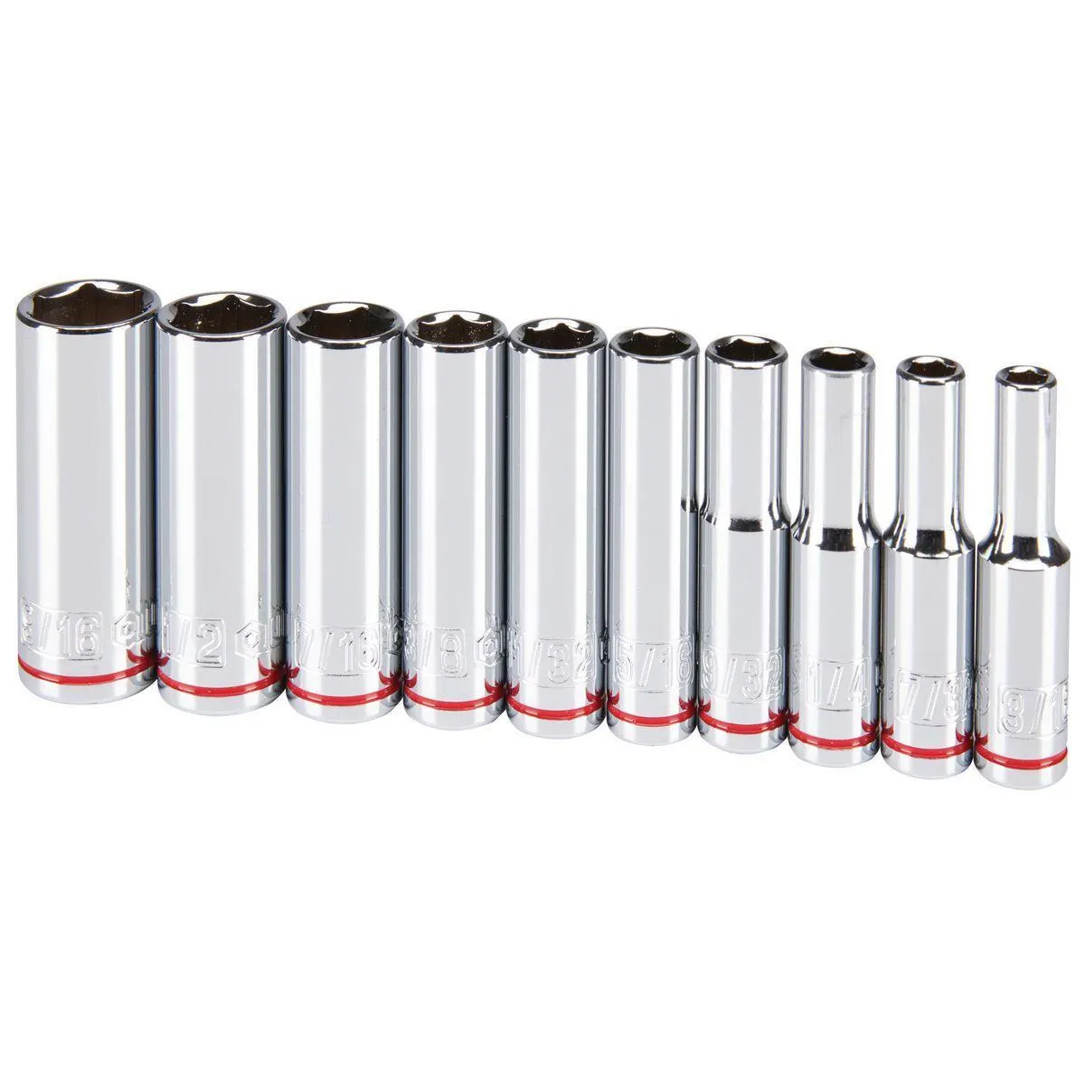 1/4 in. Drive SAE Chrome Deep Socket Set, 10-Piece