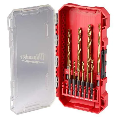 Milwaukee Shockwave Titanium Impact Rated Drill Bit Set Hex Shank 10 pc