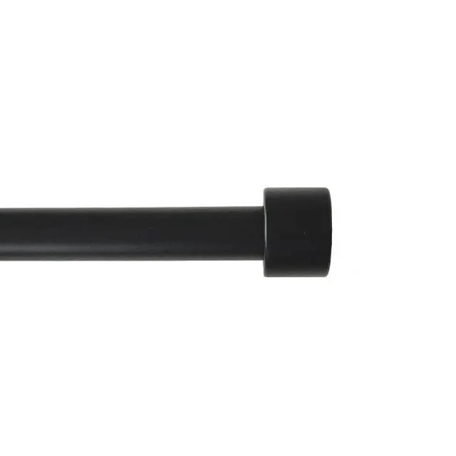 Mainstays 3/4" Matte Black End Cap Adjustable Single Curtain Rod Set, 30-84"