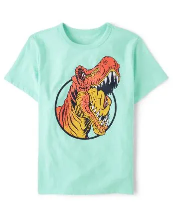 Camiseta con estampado de dinosaurio para niños - mellow aqua