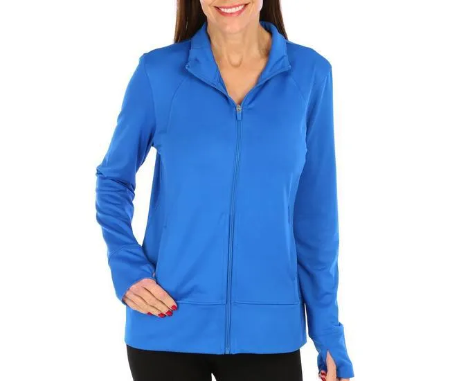 Womens Mock Neck Zip Long Sleeve Jacket