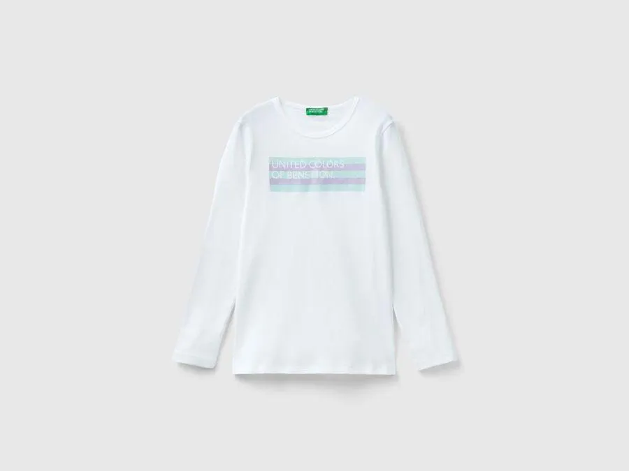 Camiseta de manga larga con estampado de glitter