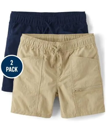 Boys Quick Dry Pull On Cargo Shorts 2-Pack - multi clr