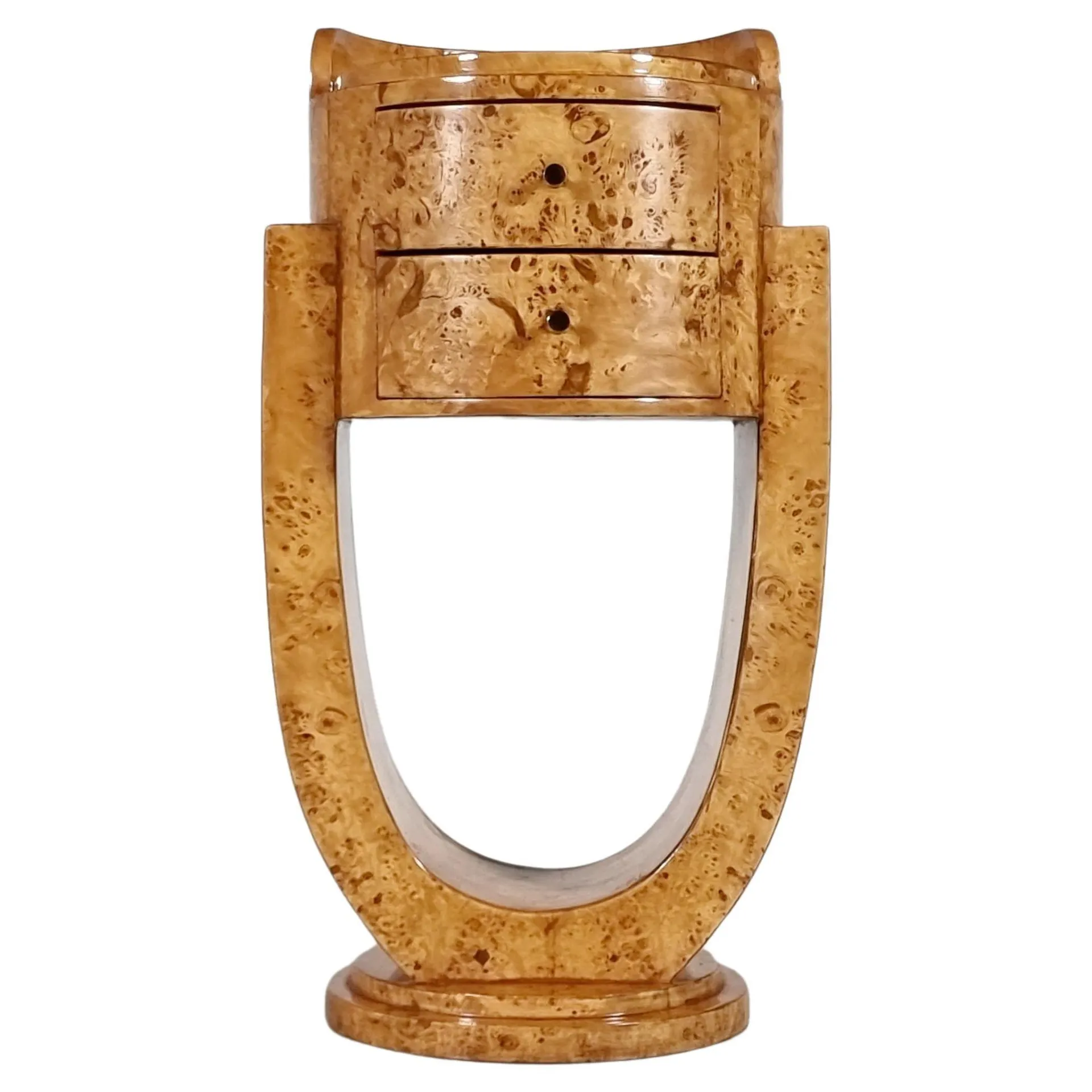 Mueble de nogal chapado en Burlwood estilo Art Déco, años 70