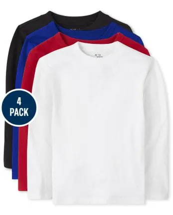 Camiseta básica con capas de uniforme para bebés y niños pequeños, paquete de 4 - multi