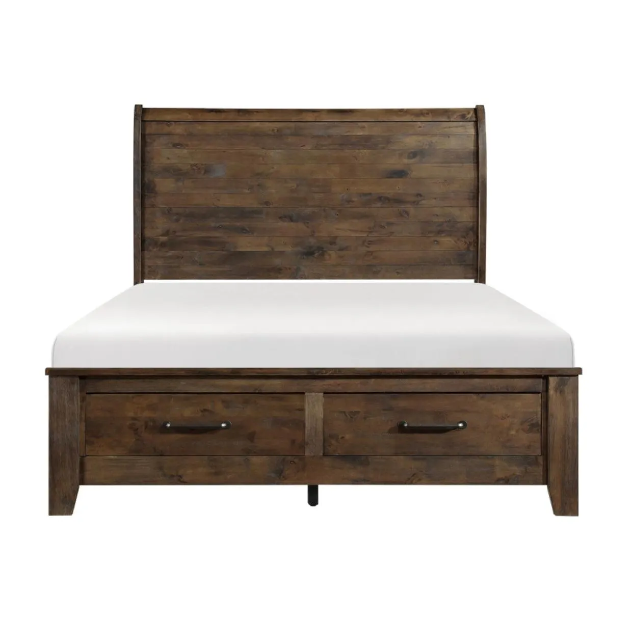 Cama con plataforma Queen Sleigh con almacenamiento en el pie de cama 1957-1